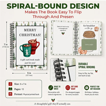 🔥 Last Day 50% OFF 🔥 Christmas Gift Card Book – 12 Gift Card Pages & Personal Message Holder